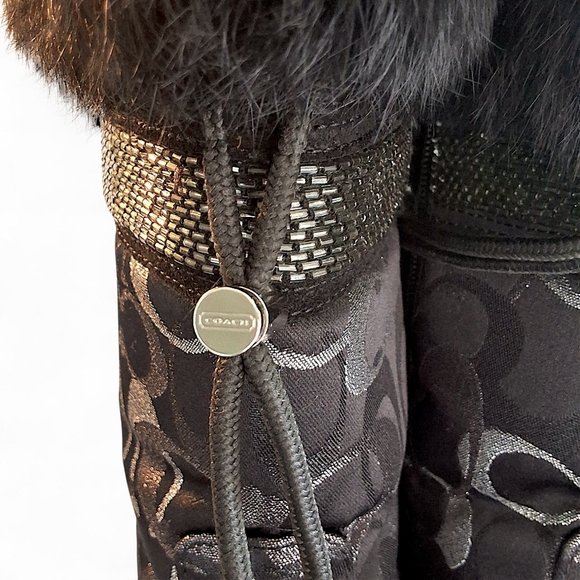 Coach Lizzie Signature Faux Fur Winter Boots Black Size 9 EUC - Picture 11 of 15